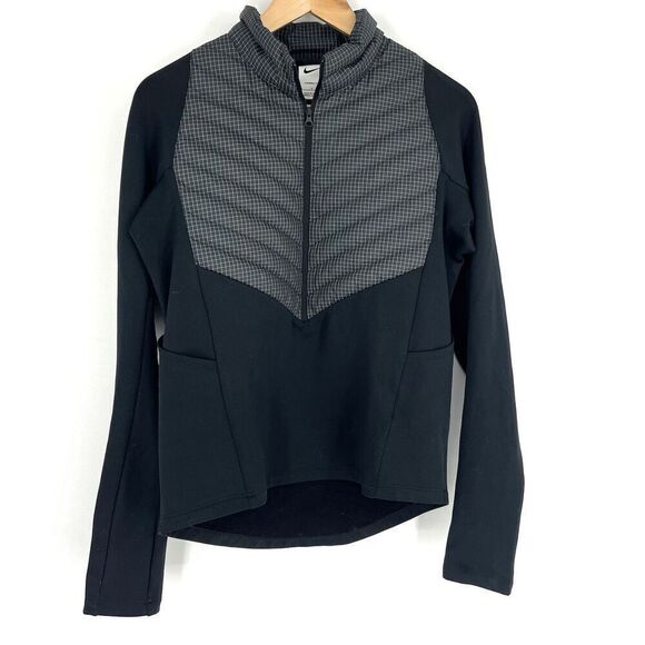 Nike Shirt Jacket Size Small Women Black Therma Fit Run Division Hybrid 1/2 Zip - Picture 1 of 8